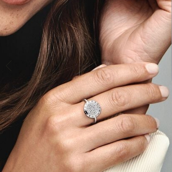 Pandora Logo Pavé Ring NWOT - Picture 2 of 3